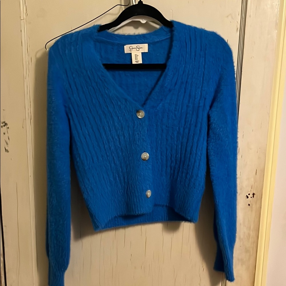 Blue Button-Up Women's Sweater